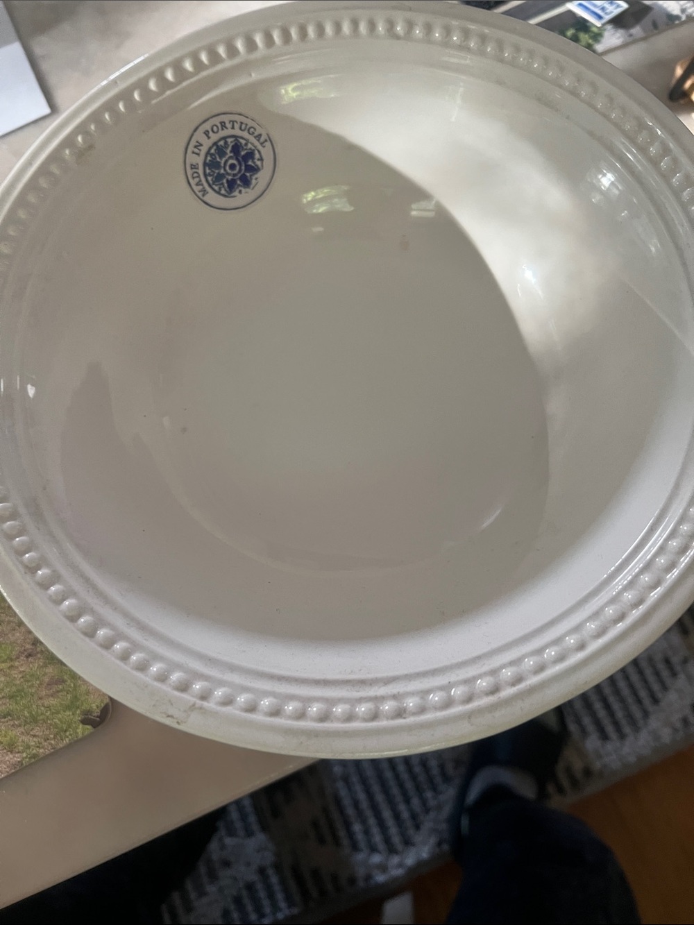 White Ceramic Serving or Fruit Bowl - Made in Portugal